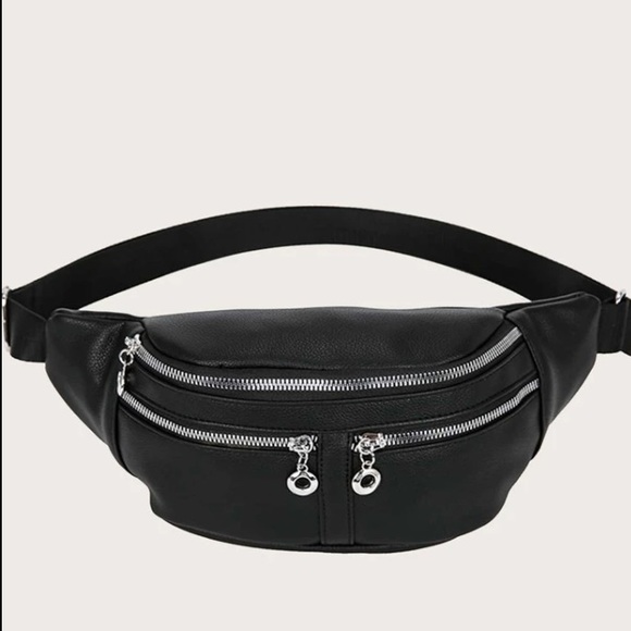 💙 Women’s Black Multi-Compartments Pebble Embossed Adjustable Strap Fanny Pack - Picture 5 of 8
